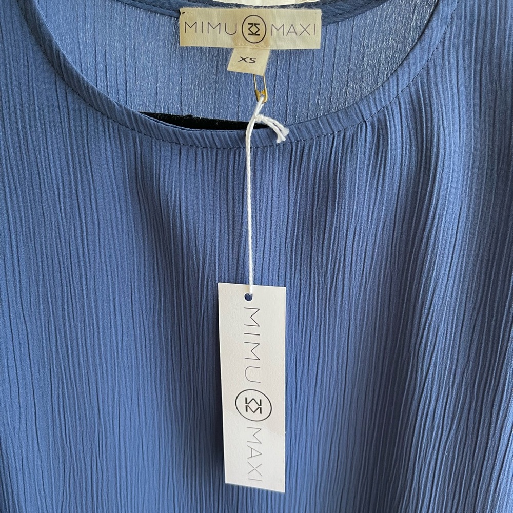 MIMU MAXI blue cascade dress NWT - Picture 3 of 4